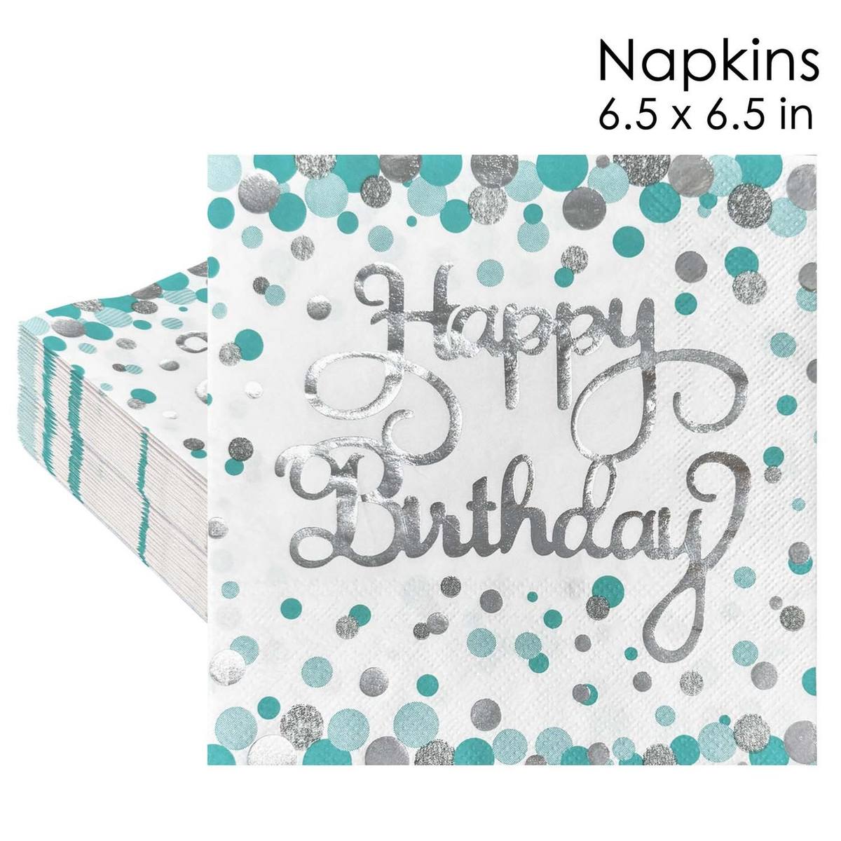 Teal Birthday Confetti Napkins