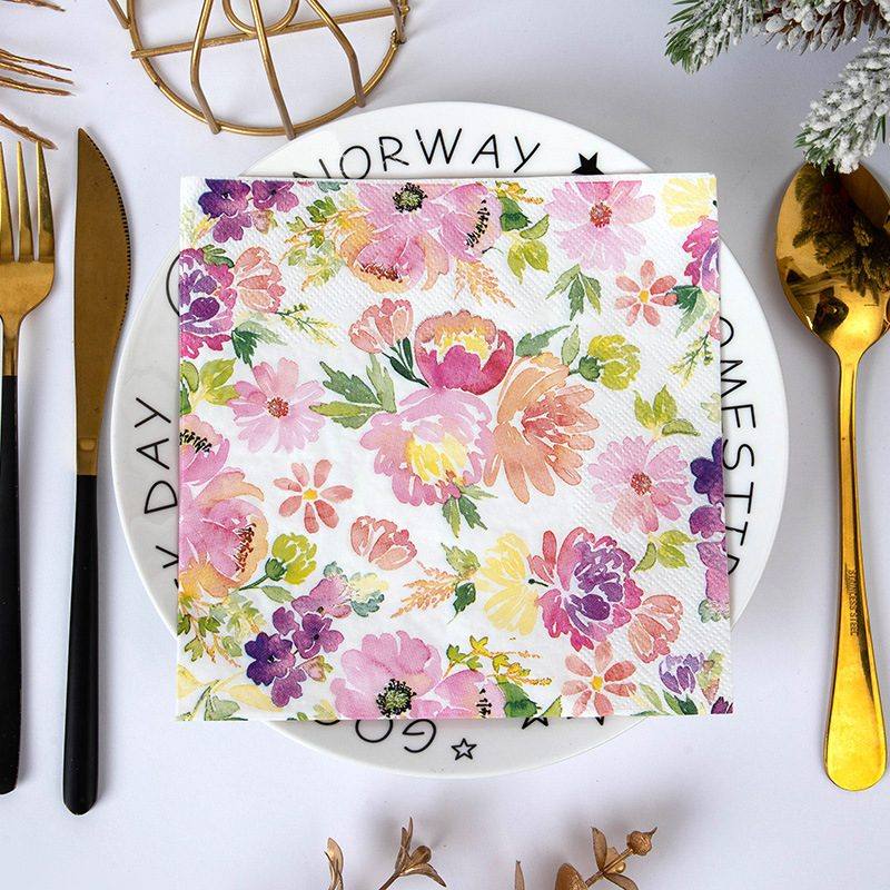 Colorful Watercolor Floral Napkins