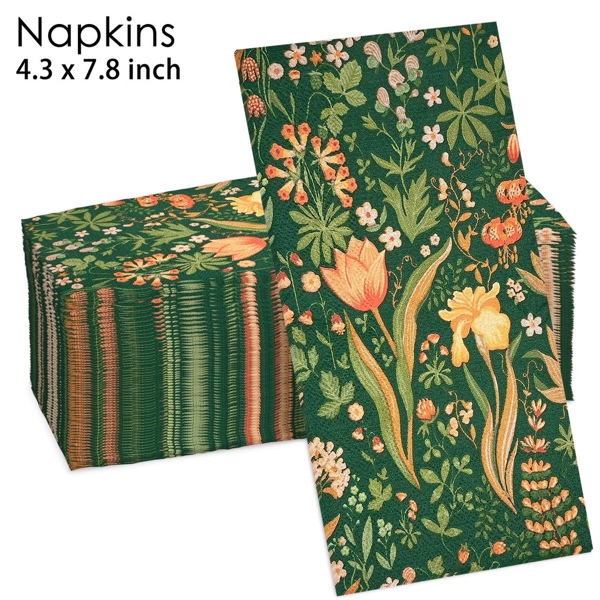 Dark Green Wildflower Tulip Napkins