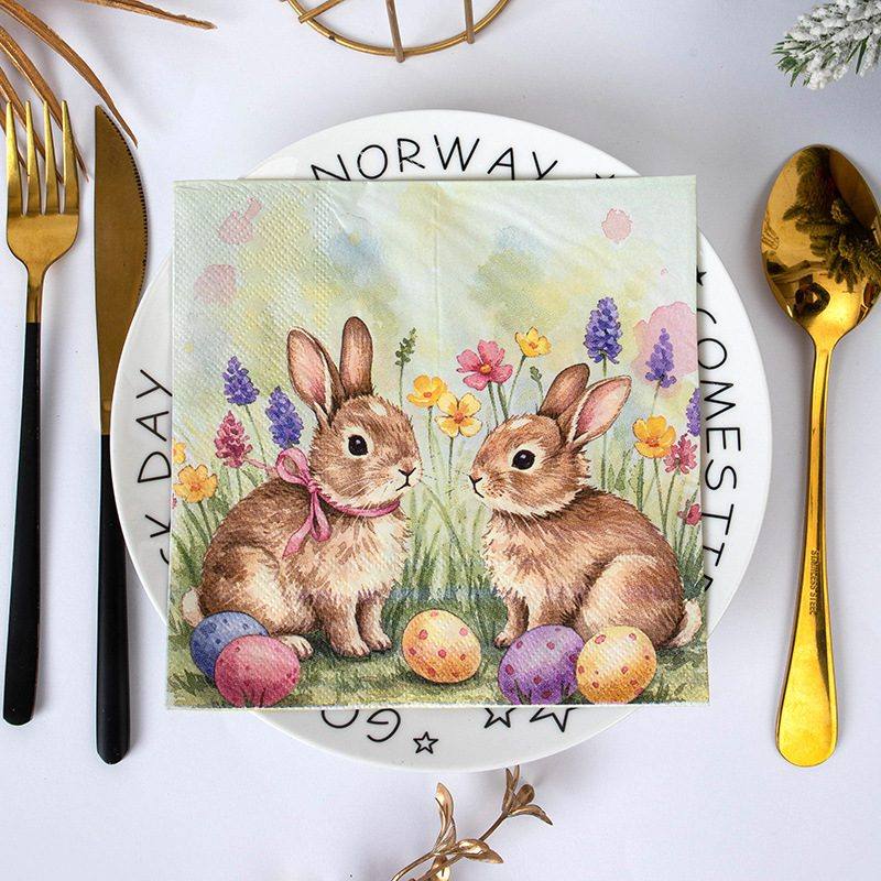 Easter Bunnies Spring Flowers Napkins