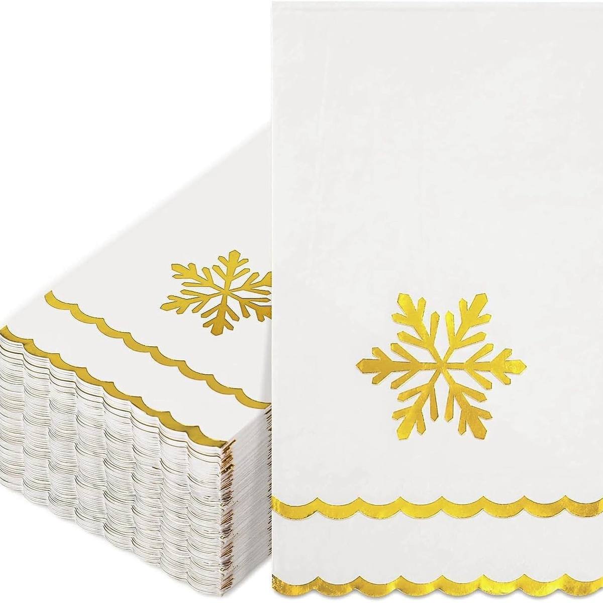Gold Snowflake Scalloped Napkins