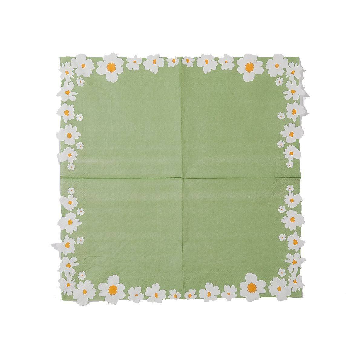 Green Daisy Border Napkins
