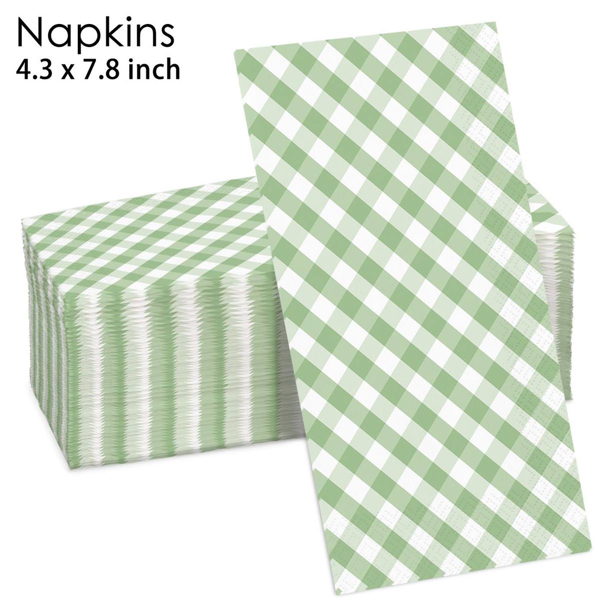 Green Gingham Guest Napkins