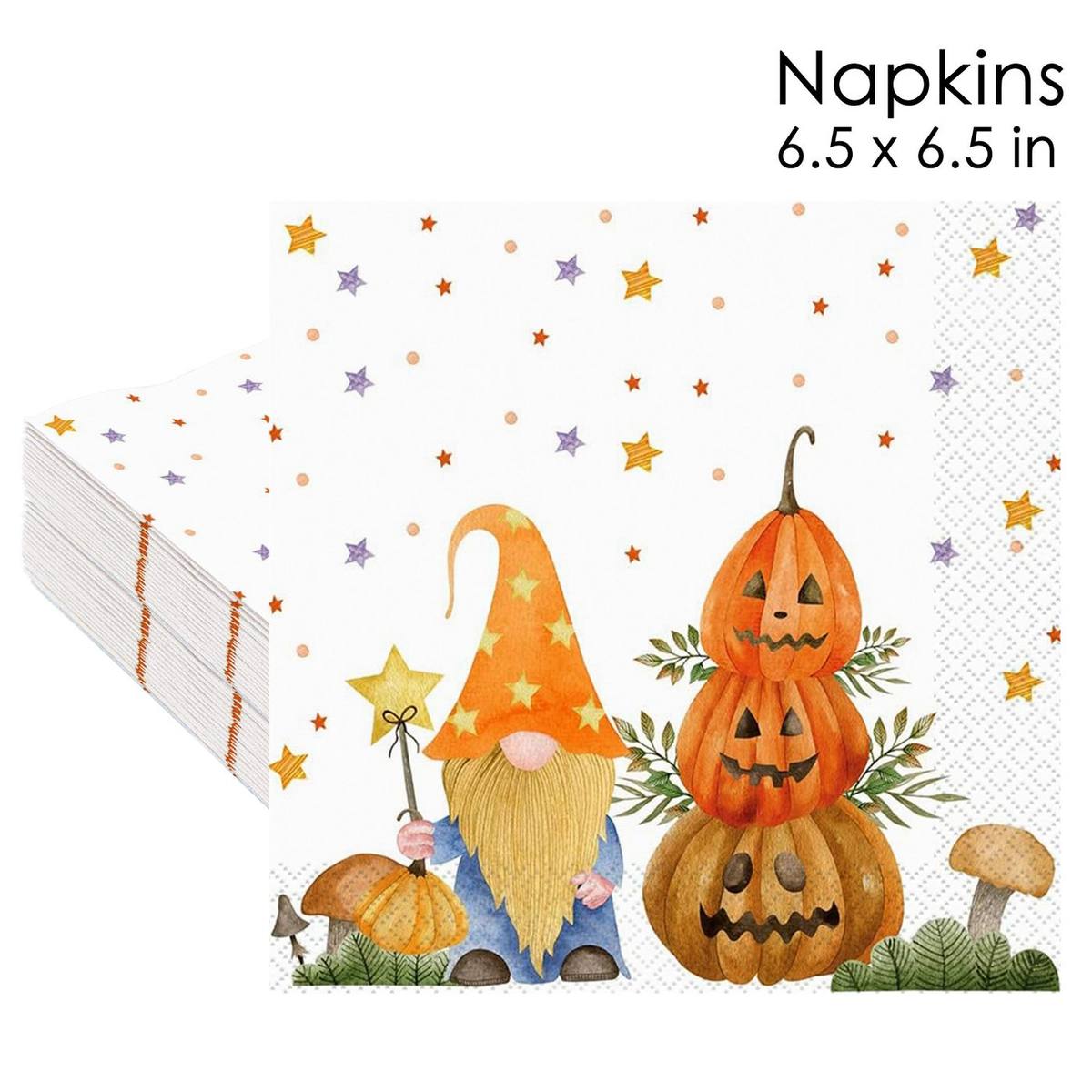 Halloween Gnome Pumpkin Star Napkins
