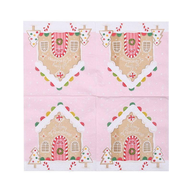 Pink Gingerbread House Napkins