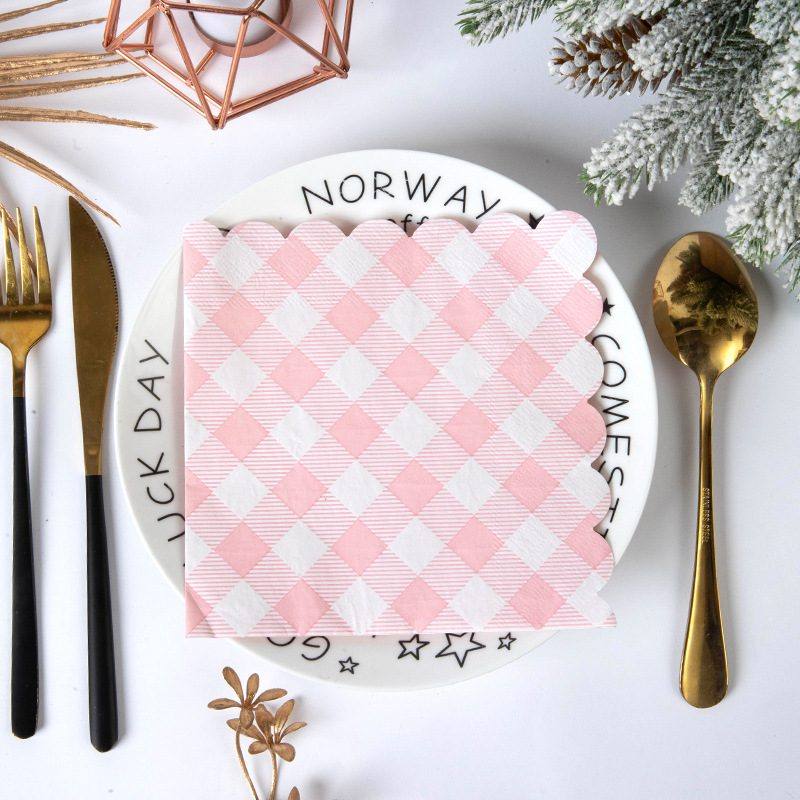 Pink White Gingham Napkins