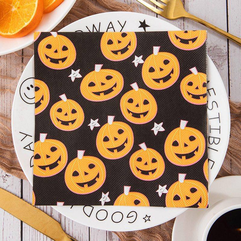 Pumpkins Jackolantern Black Napkins