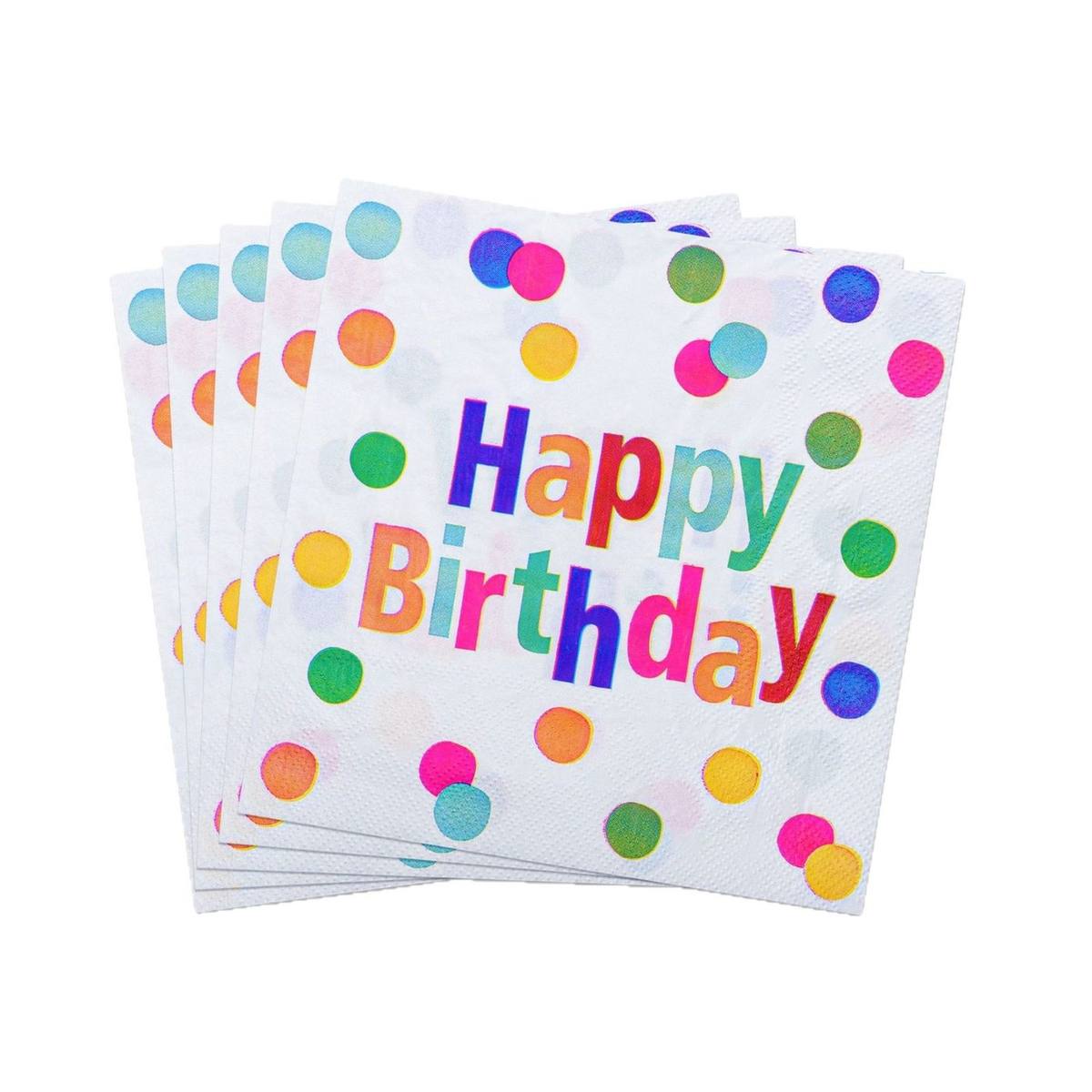 Rainbow Dots Happy Birthday Napkins