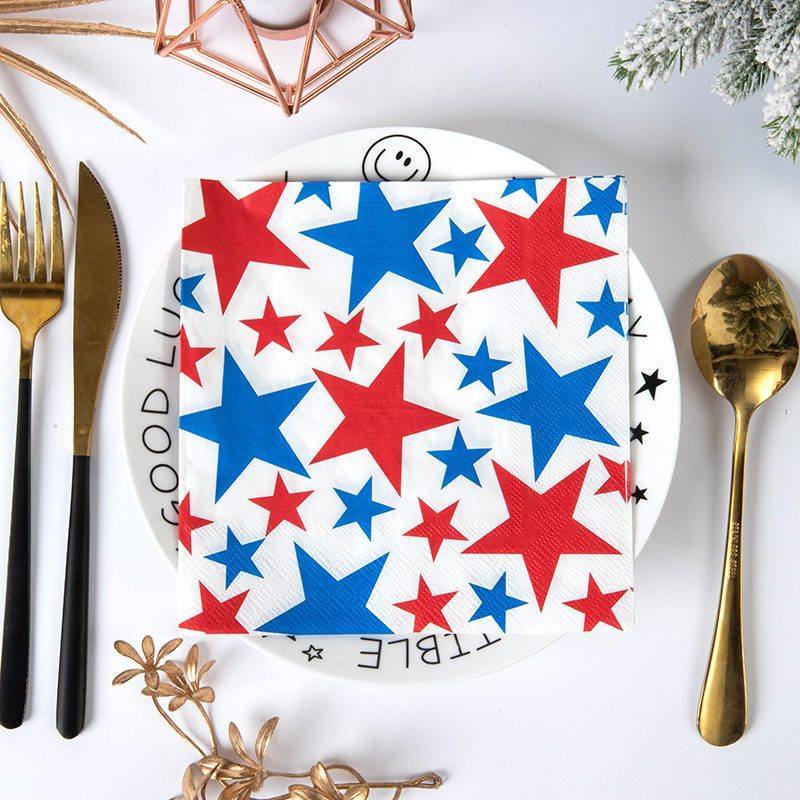Red Blue Stars Napkins
