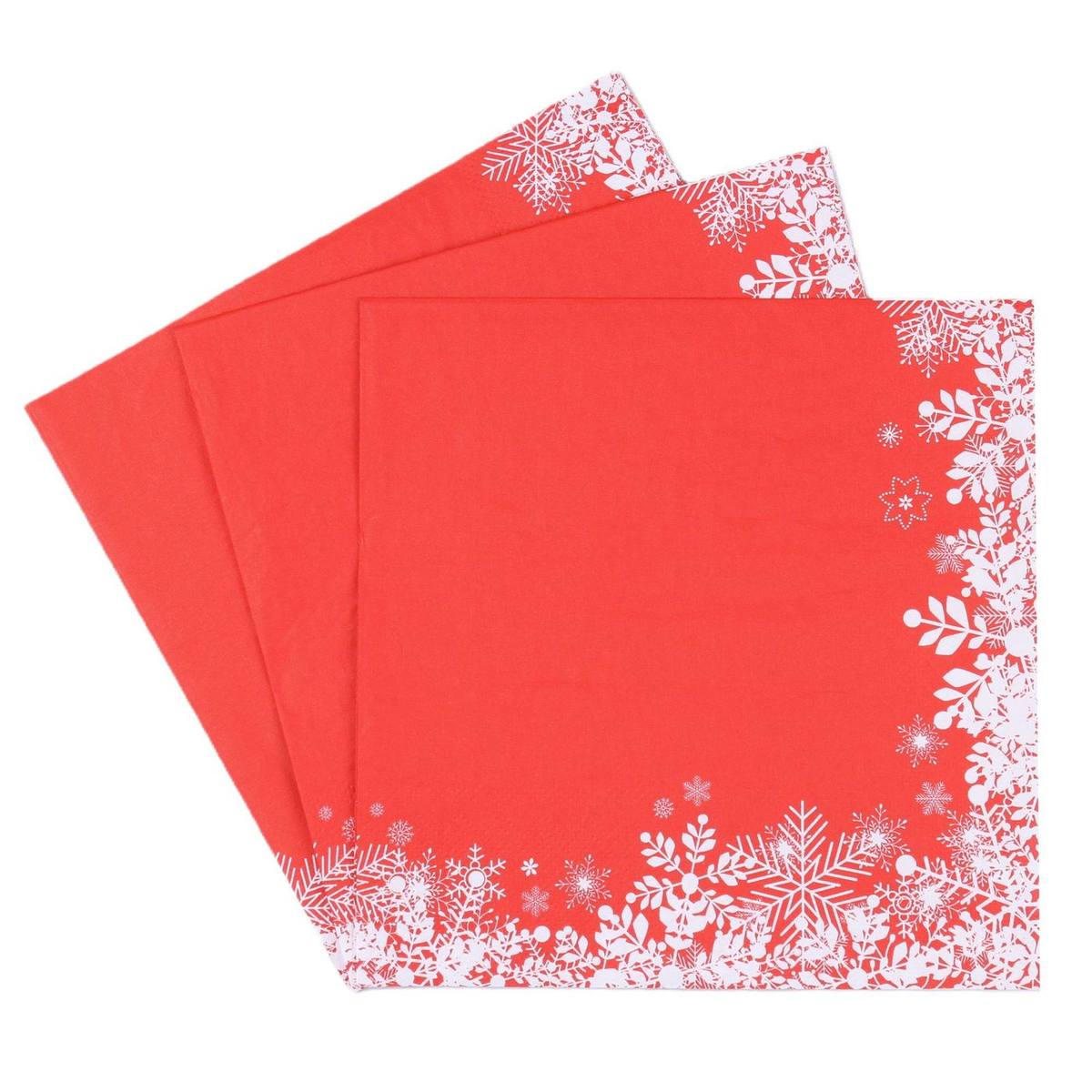 Red Snowflake Border Napkins
