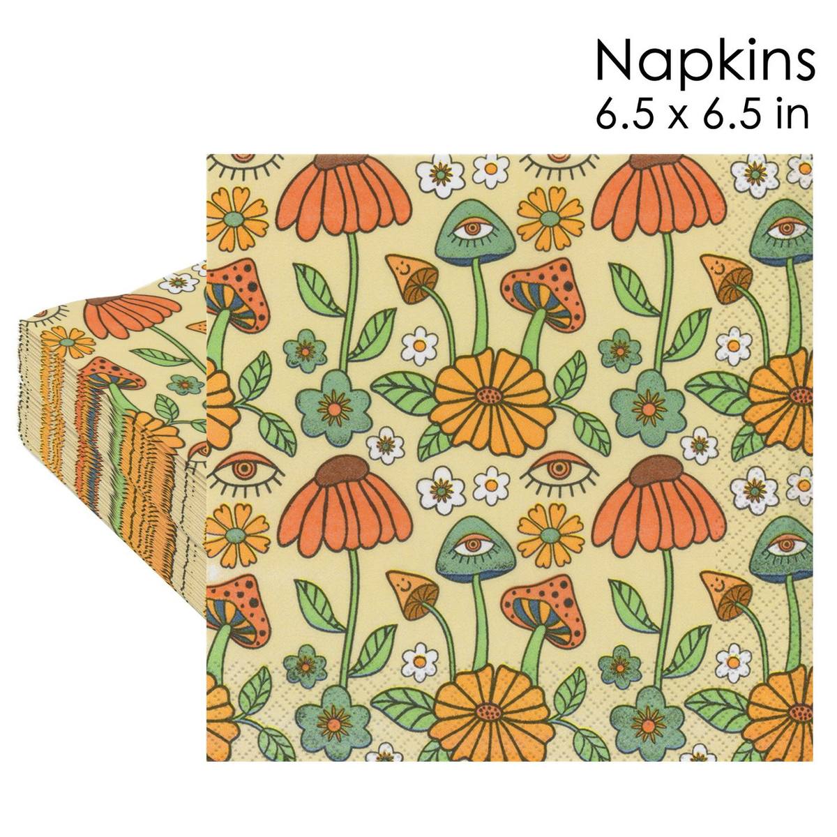 Retro Psychedelic Mushroom Eye Napkins