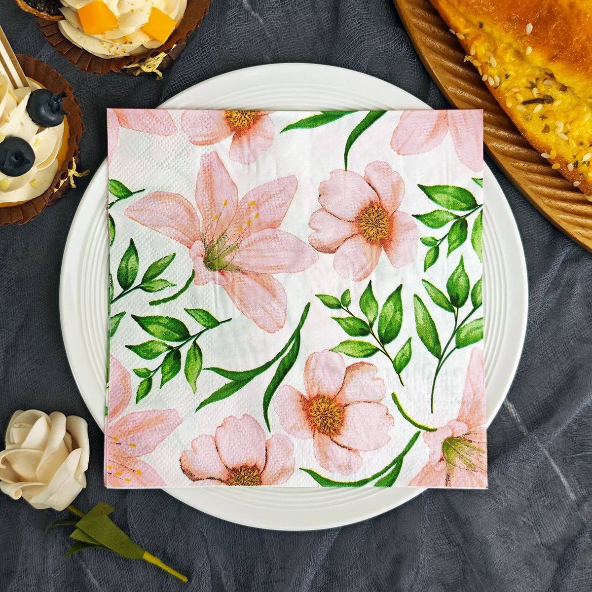 Soft Pink Watercolor Blossom Napkins