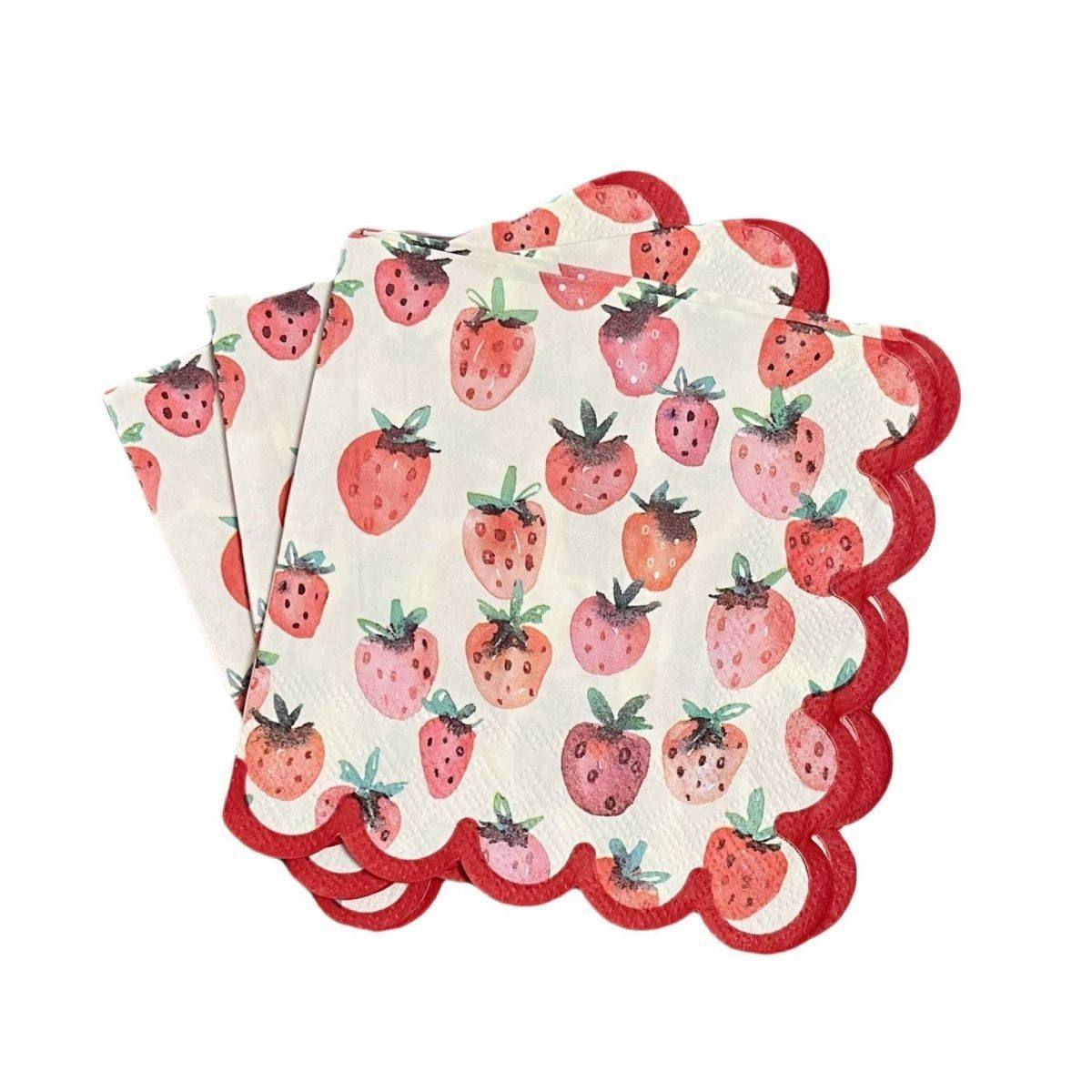 Strawberry Red Scalloped Napkins