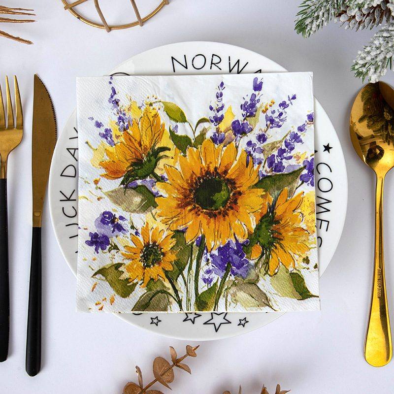 Sunflower Lavender Watercolor Napkins
