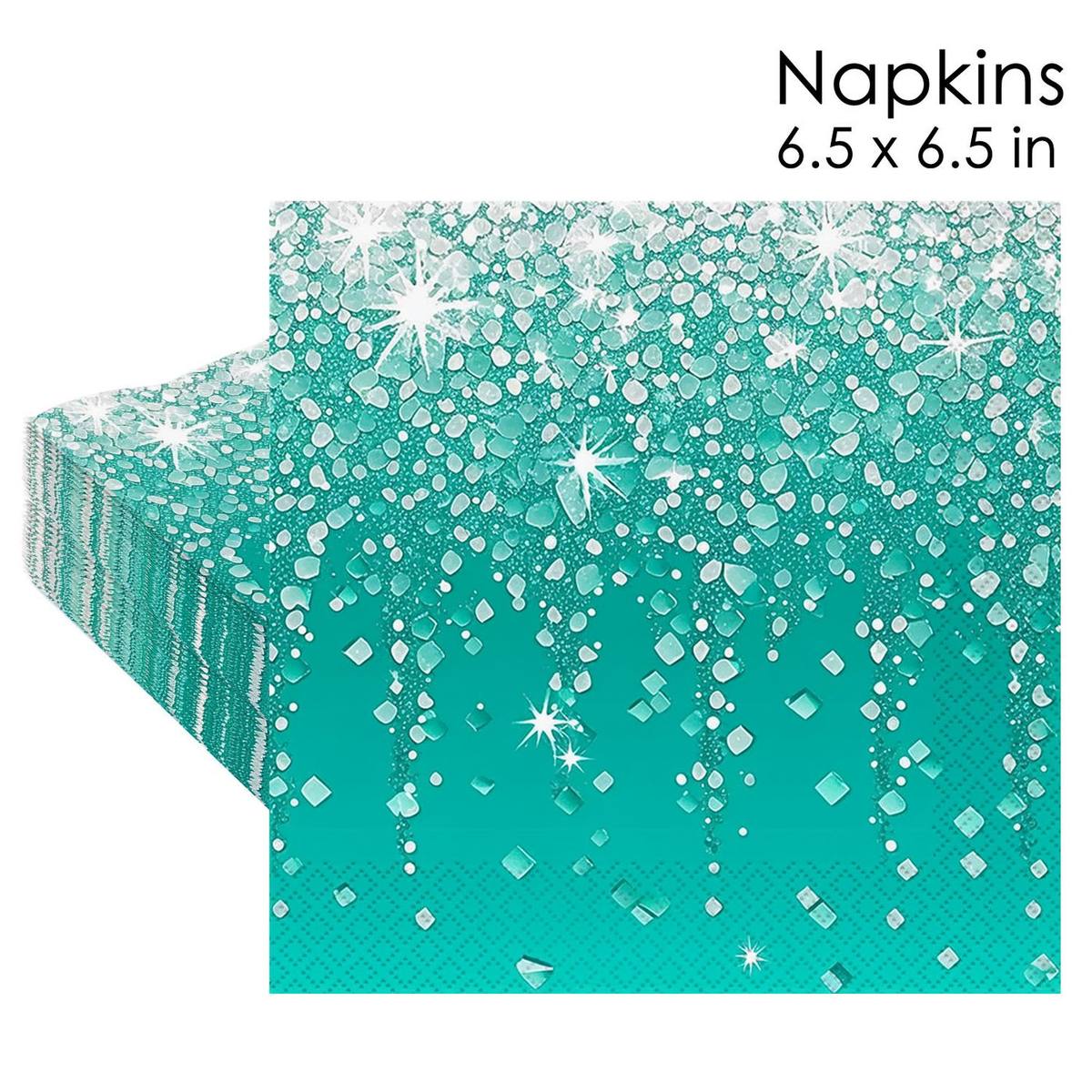Teal Glitter Sequin Sparkle Napkins