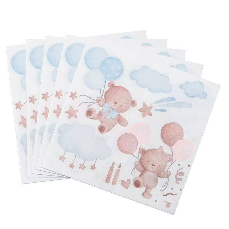 Teddy Bear Balloon Baby Shower Napkins