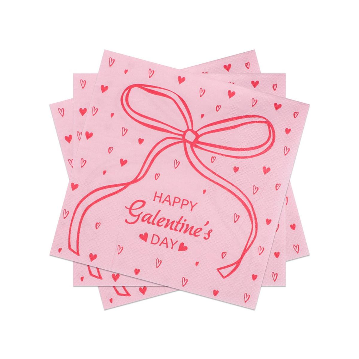Valentine's Day Bow & Hearts Pink Napkins