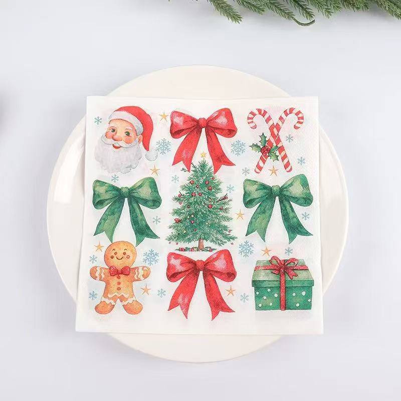 Watercolor Christmas Bows Napkins